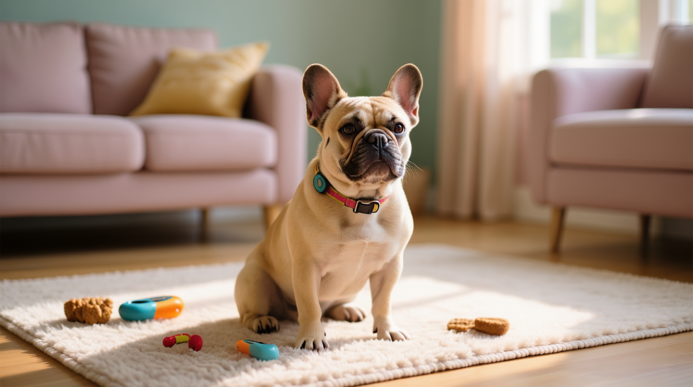 Positive reinforcement training with French Bulldog