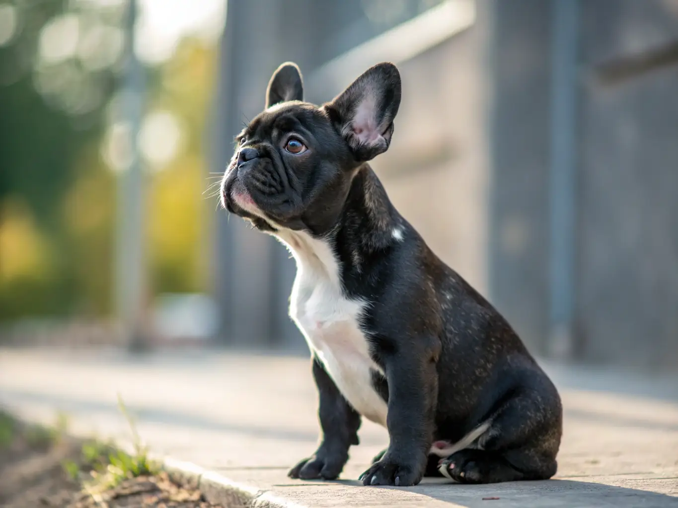 A French Bulldog puppy attentively listening to its owner during a training session, with treats in hand and a positive, encouraging atmosphere.