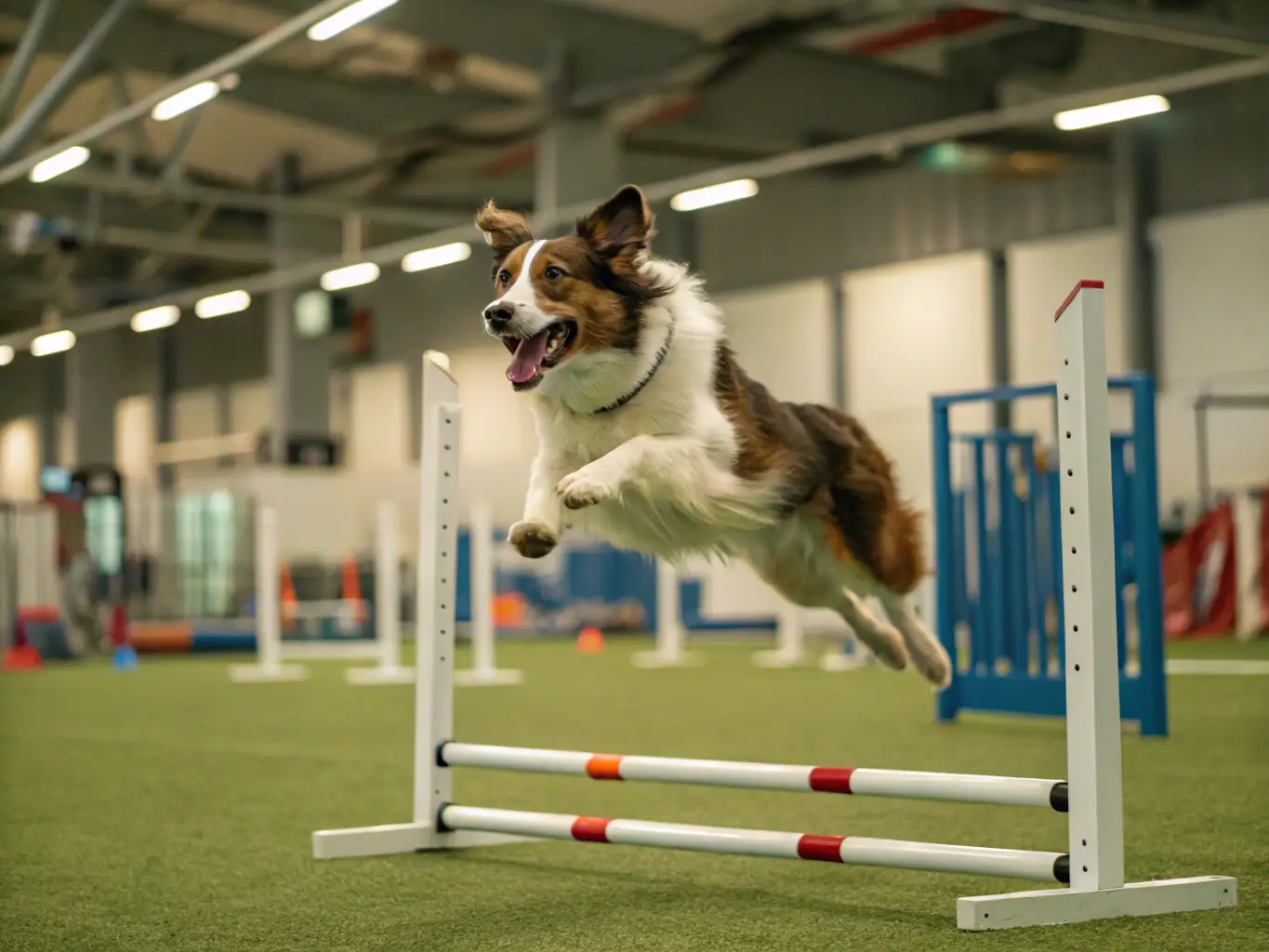 A French Bulldog successfully completing an agility course, showcasing its intelligence and physical abilities with its owner cheering it on.